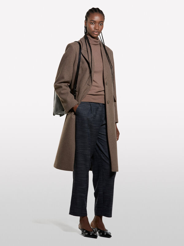 Brown turtleneck sweater - women's high neck sweaters | Sisley