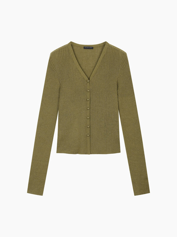 White cardigan with mother-of-pearl buttons - sisley k cardigan | Sisley K