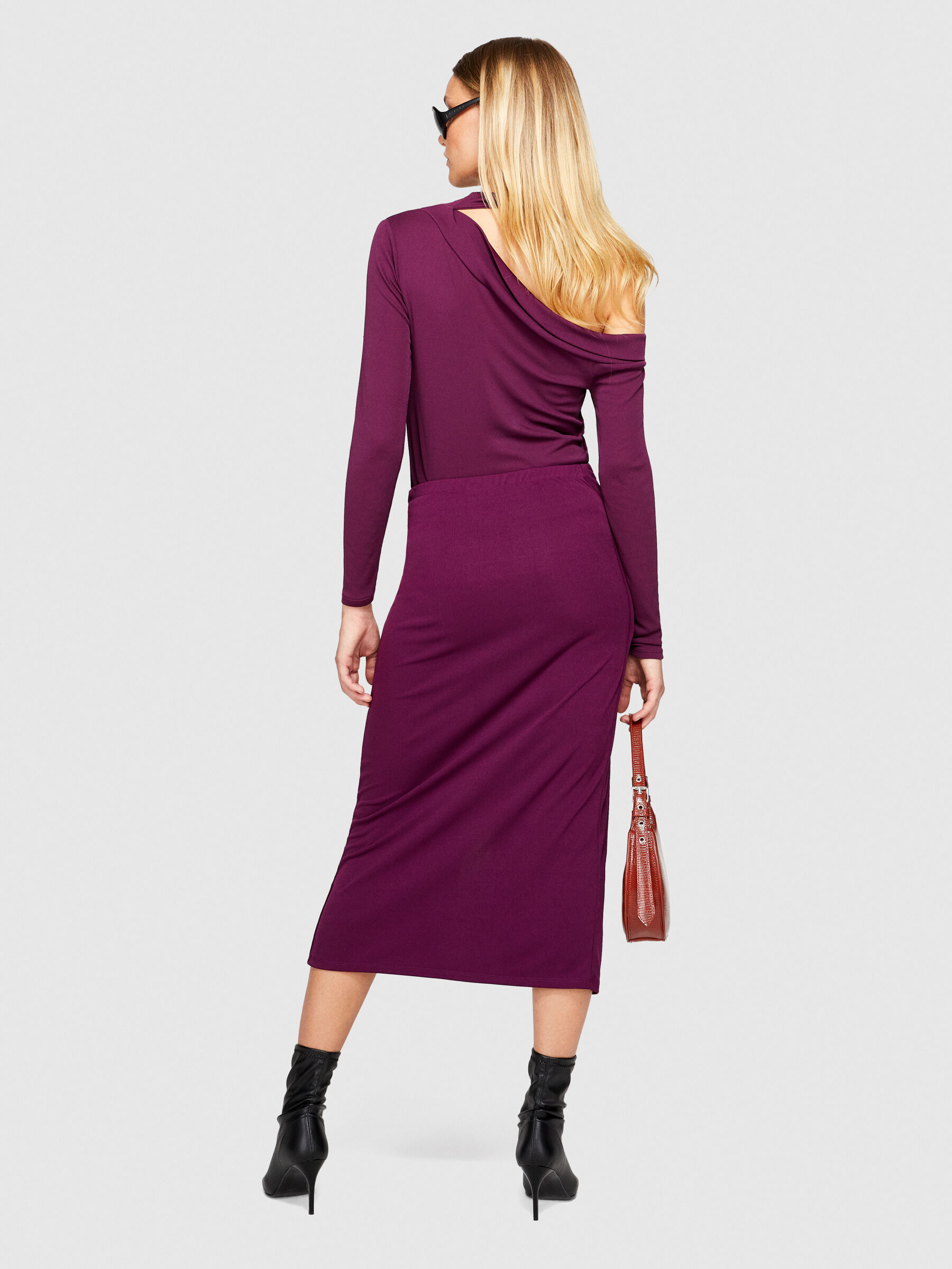 T shirt with dropped shoulders Plum Sisley