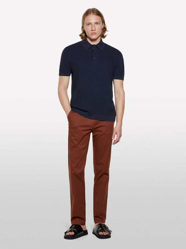 Brown slim fit chinos - men's chino trousers | Sisley