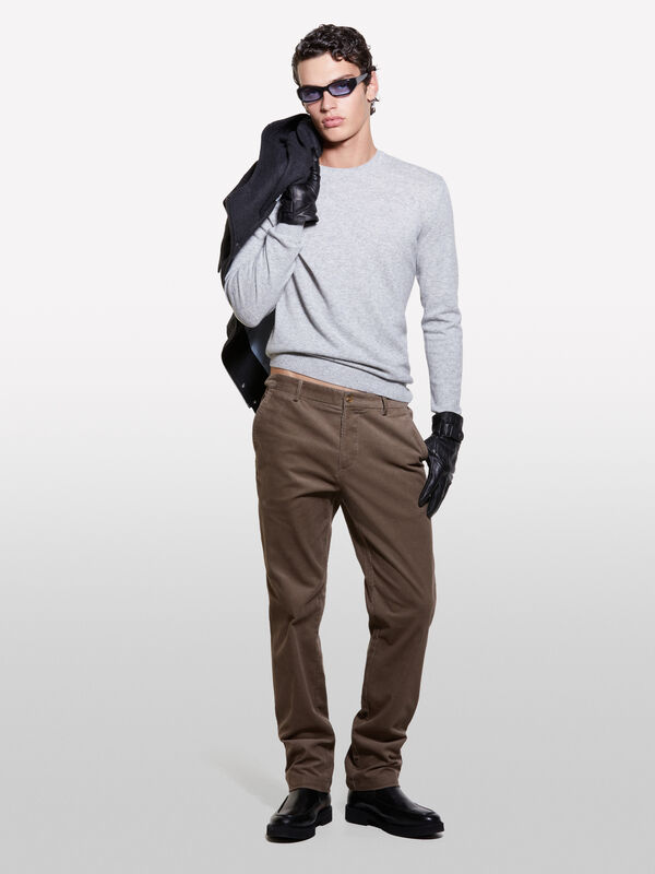 Gray regular fit crew neck sweater - men's crew neck sweaters | Sisley