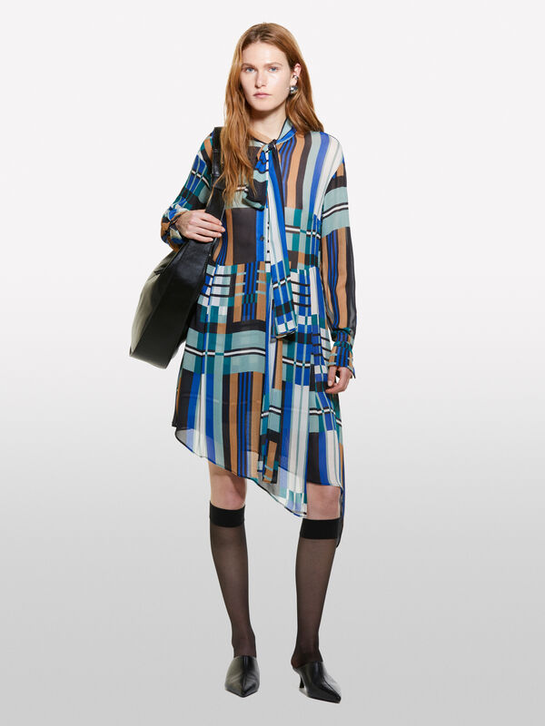 Multicolor uneven printed shirt dress - women's short dresses | Sisley