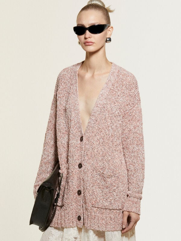 Pink maxi cardigan - women's cardigans | Sisley