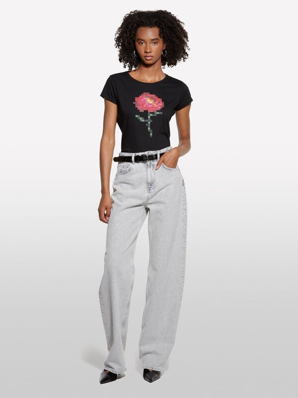 Gray wide fit jeans - women's palazzo jeans | Sisley
