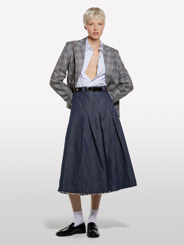 Blue denim circle skirt - women's midi skirts | Sisley