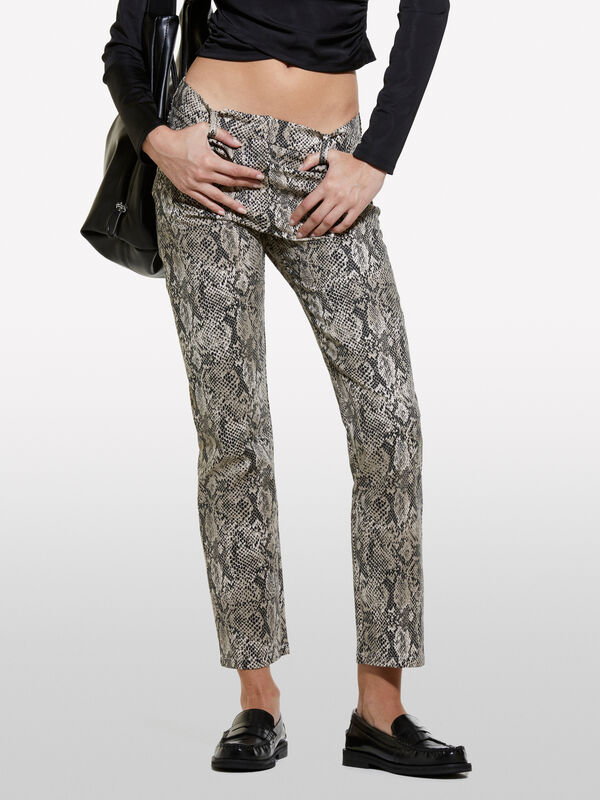 Multicolor slim fit printed trousers - women's slim fit trousers | Sisley