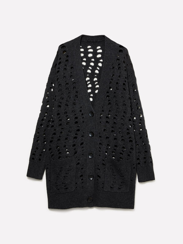 Perforated maxi cardigan - women's cardigans | Sisley