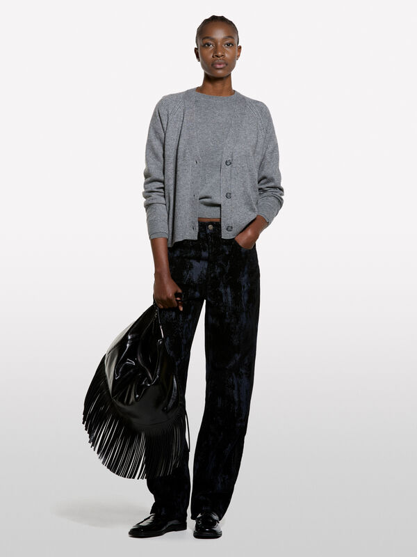 Dark marl gray oversized cardigan - women's cardigans | Sisley