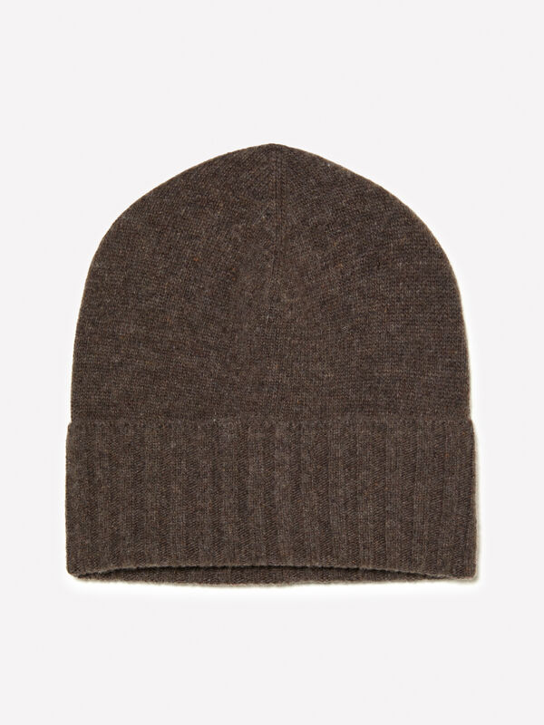 Brown hat in wool blend knit - men's hats | Sisley