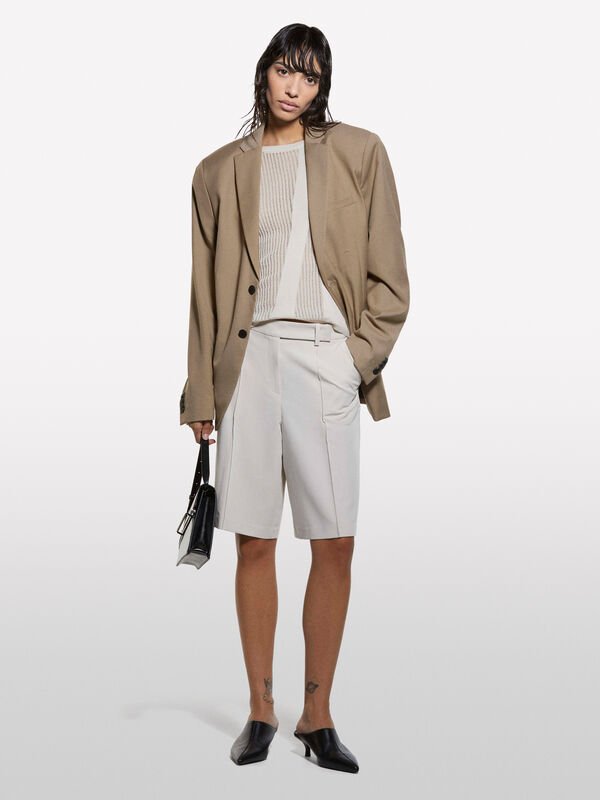 Beige knit top - women's crew neck sweaters | Sisley