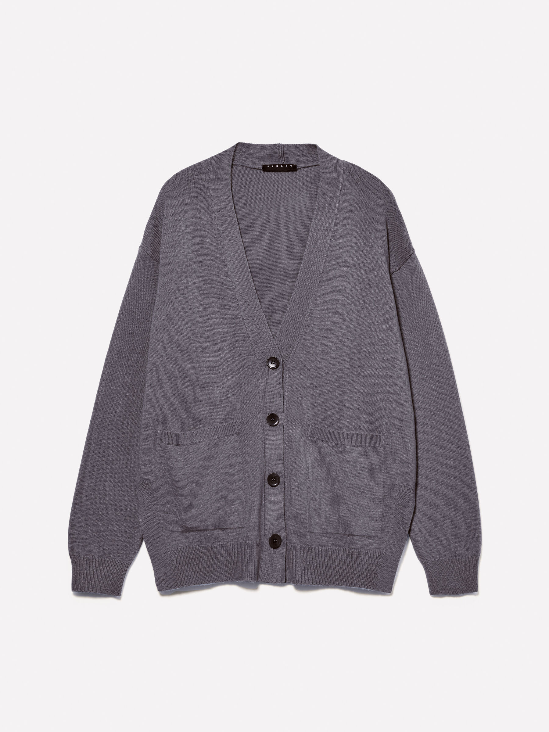 Dark gray cardigan with slits
