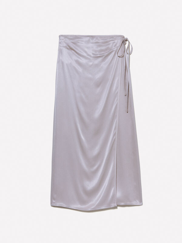 Gray satin skirt - women's midi skirts | Sisley
