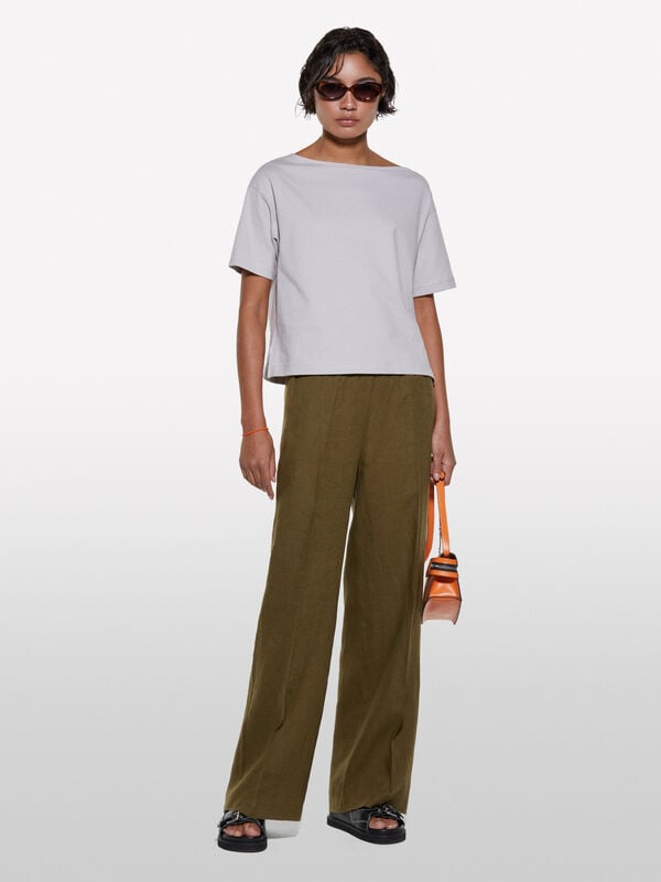 Gray boxy fit cropped t-shirt - women's short sleeve t-shirts | Sisley