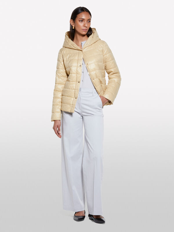 Camel padded jacket with sash - women's puffer jackets and coats | Sisley