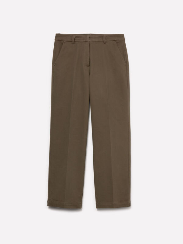Brown high waisted trousers - women's regular fit trousers | Sisley