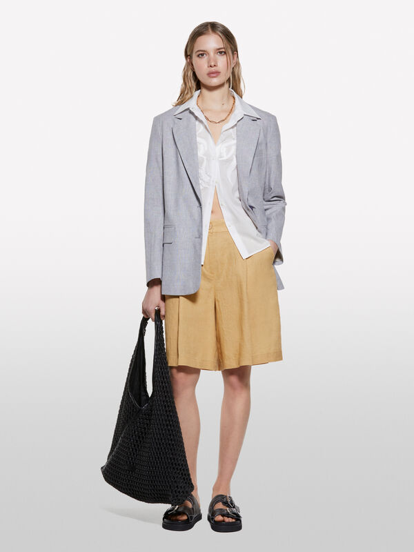 Light gray blazer in linen blend - women's blazers | Sisley