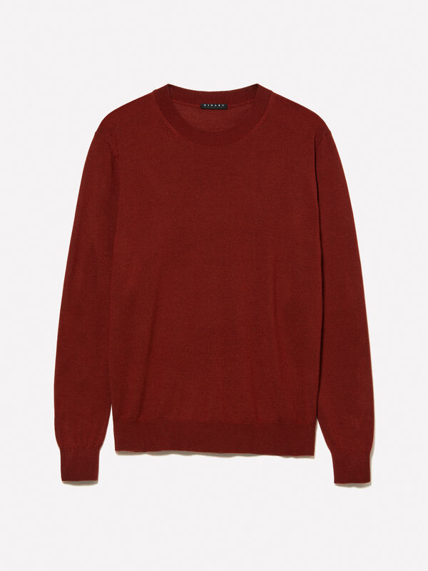 Burgundy sweater in wool blend - men's crew neck sweaters | Sisley