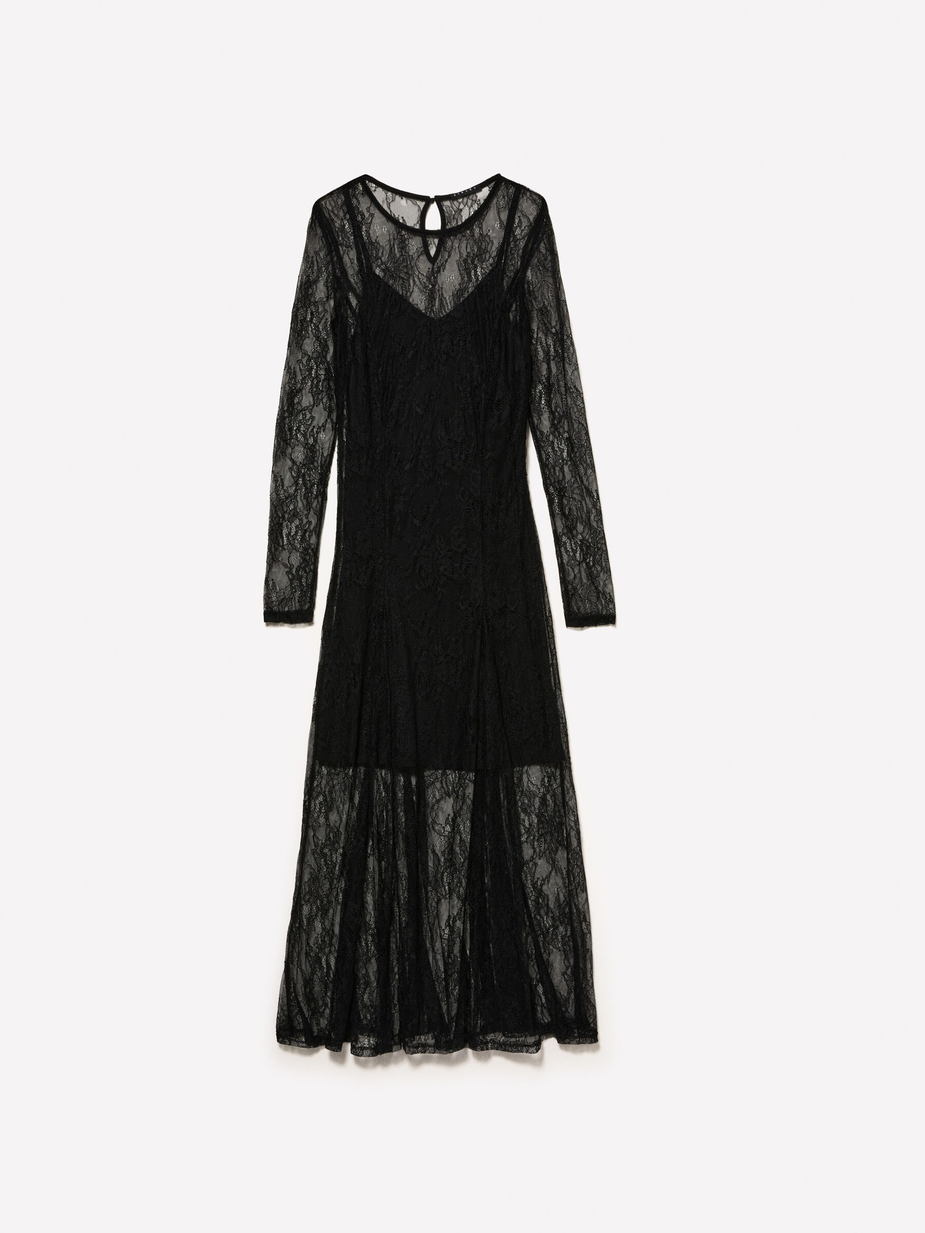 Black lace long sleeve midi dress top