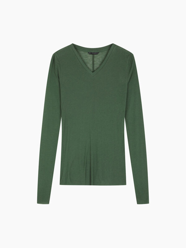 Fitted V-neck T-shirt - sisley k long sleeve t-shirt | Sisley K
