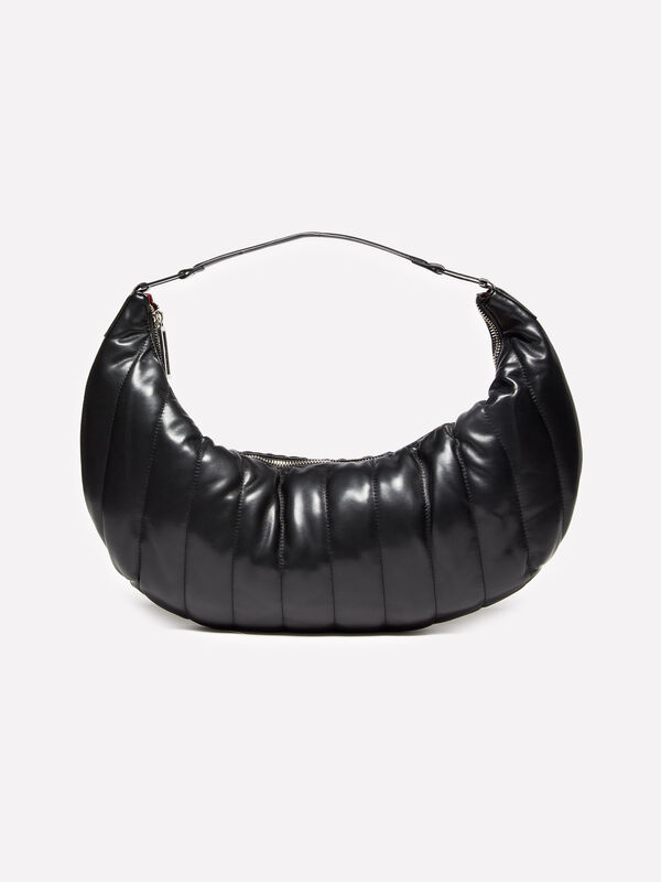 Black shoulder bag with stitching - women's shoulder and crossbody bags | Sisley