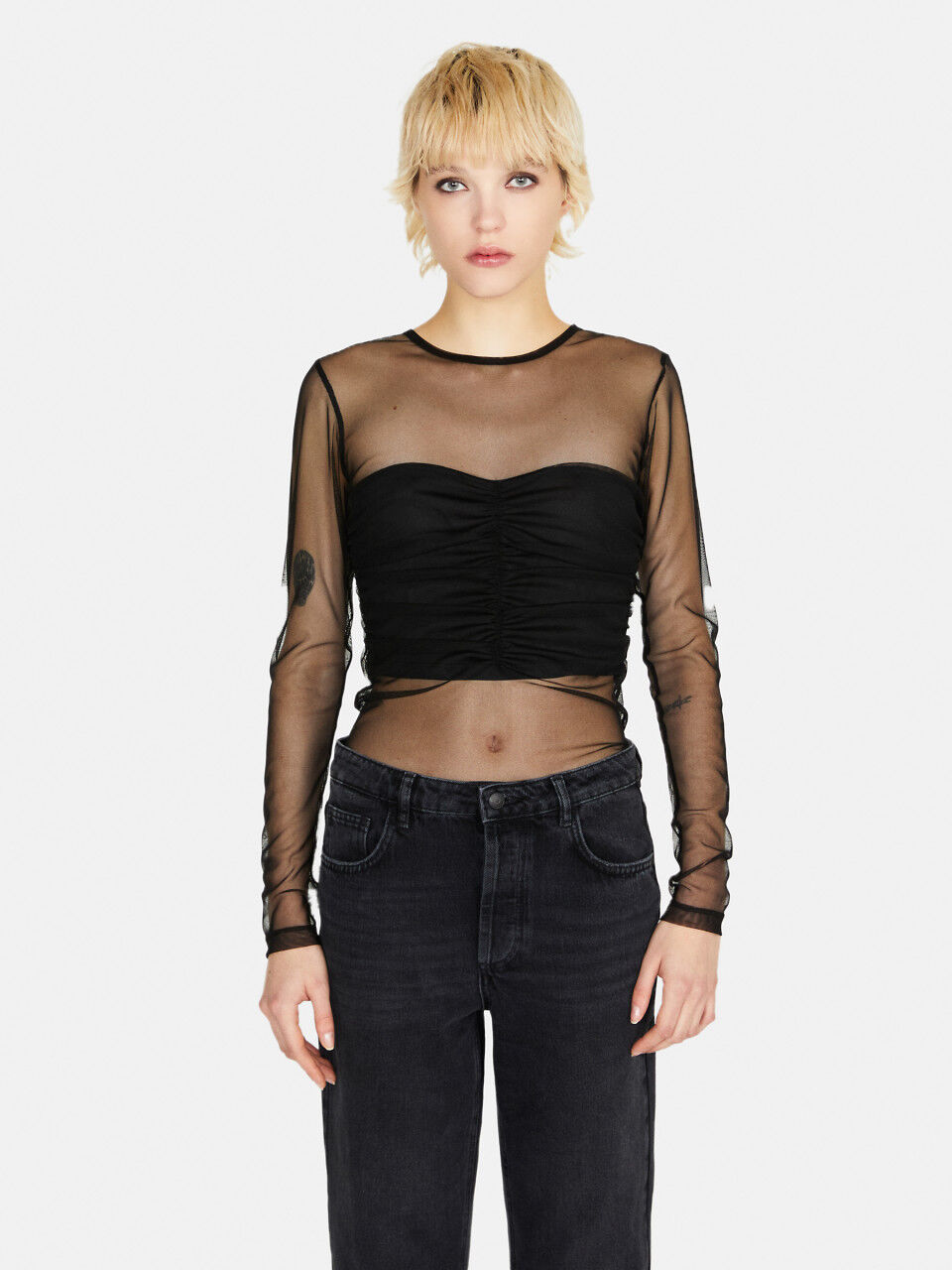 T-shirt in tulle with bodice