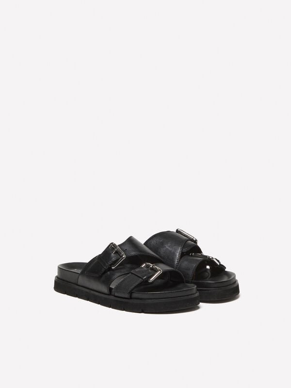 Black leather slippers - men's shoes | Sisley