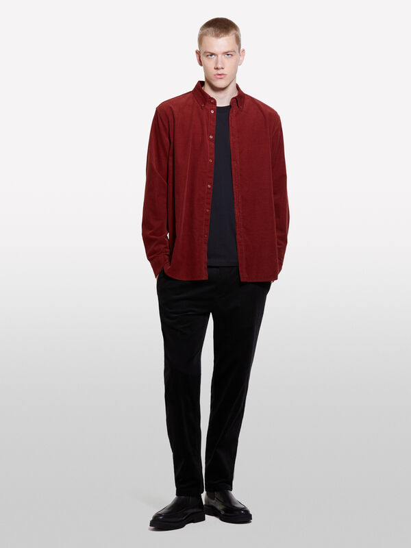 Burgundy corduroy shirt - men's regular fit shirts | Sisley