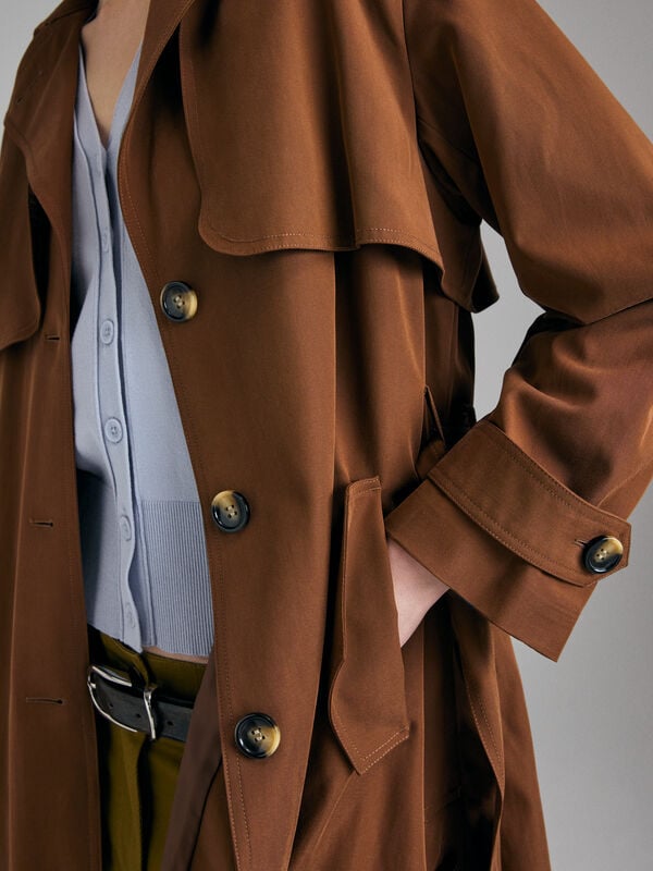 Flowing trench coat with belt - women's trench coats & rain coats | Sisley