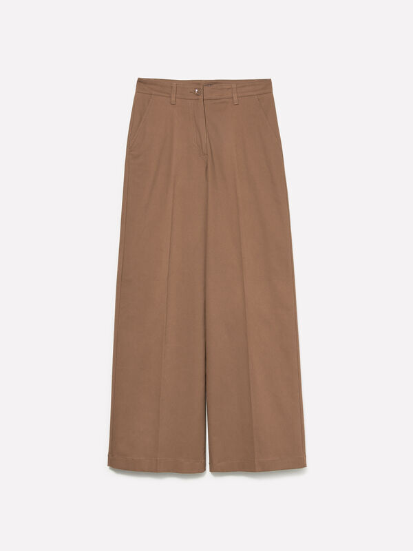 Brown wide fit trousers - women's palazzo trousers | Sisley