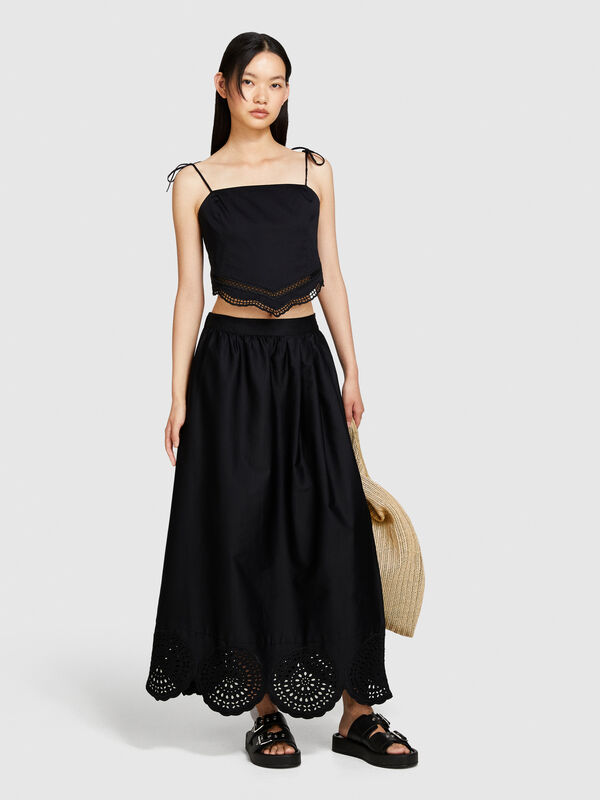 Midi skirt with lace - women's midi skirts | Sisley