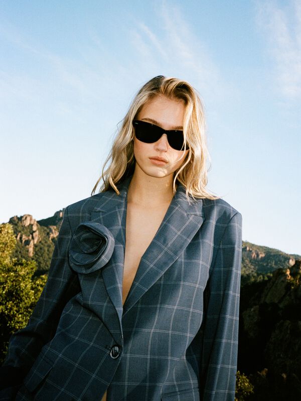 Check blazer with brooch - women's blazers | Sisley