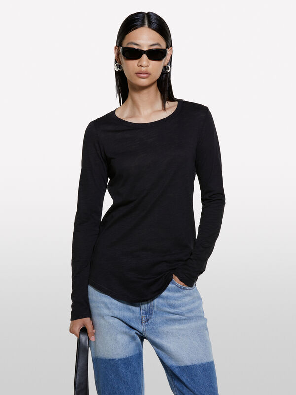 Black long sleeve t-shirt - women's long sleeve t-shirts | Sisley