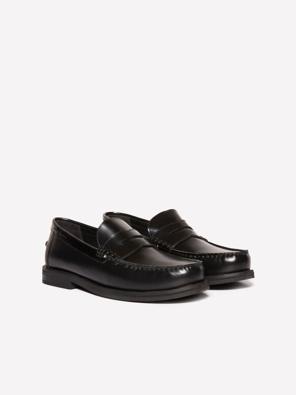 Black leather loafers - men's shoes | Sisley