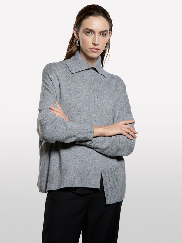 Uneven sweater with high neck  - women's high neck sweaters | Sisley
