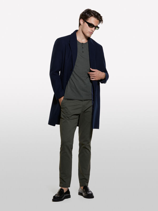 Military green vintage look trousers - men's slim fit trousers | Sisley