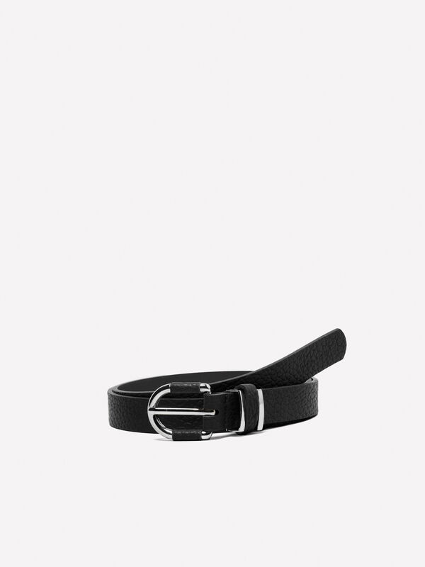 Black thin textured belt - women's belts | Sisley