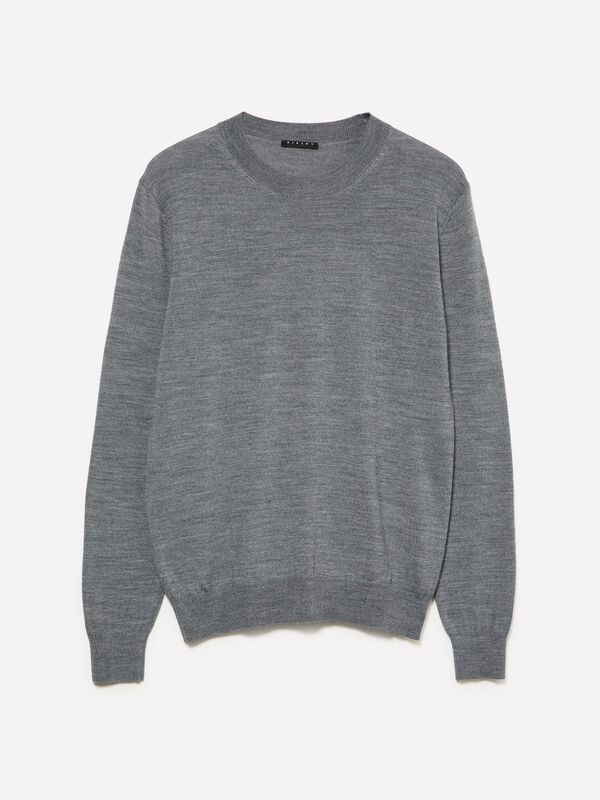 Dark gray marl sweater in wool blend Dark gray marl sweater in wool blend - men's crew neck sweaters | Sisley
