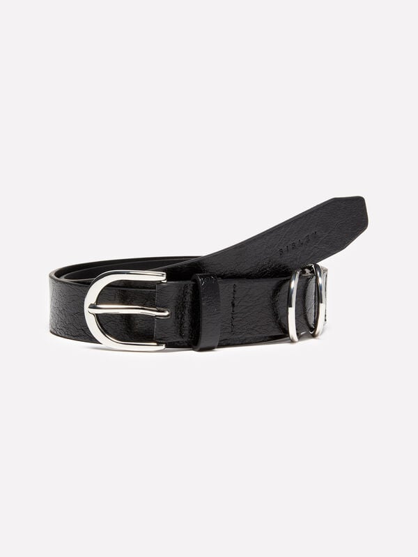 Black belt with double belt loops - women's belts | Sisley