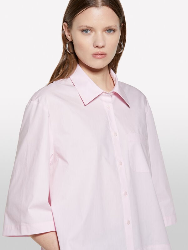 Pink cropped shirt with creases - women's shirts | Sisley