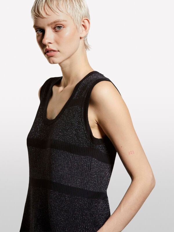 Maxi color block vest with lurex - women's v-neck sweaters | Sisley