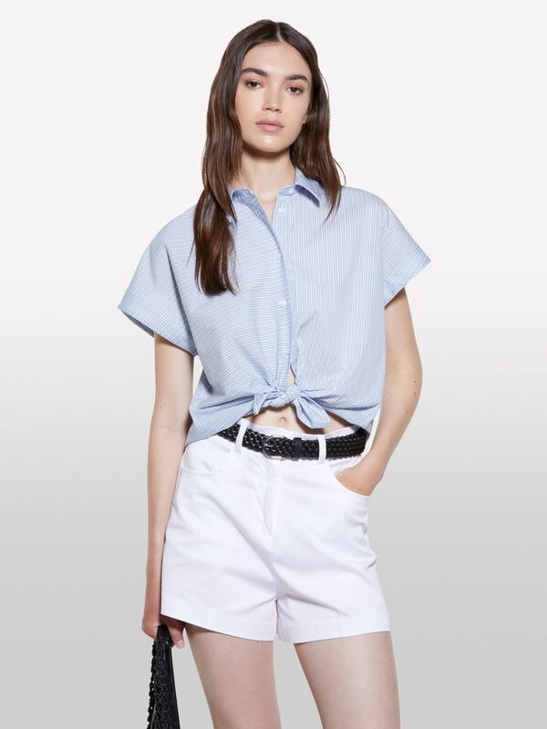 Light blue oversized fit striped shirt - women's shirts | Sisley