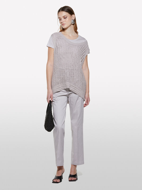 Gray cigarette trousers - women's skinny fit trousers | Sisley