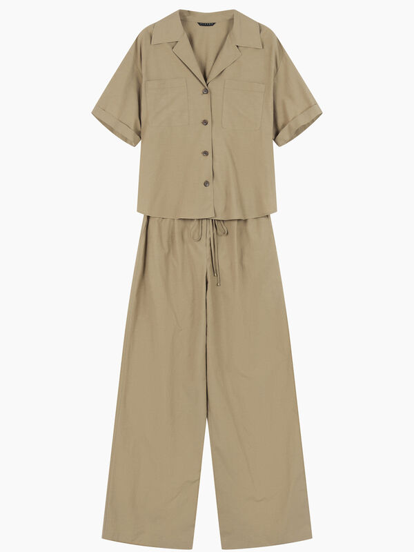 Beige short sleeve jumpsuit - Jumpsuits | Sisley K