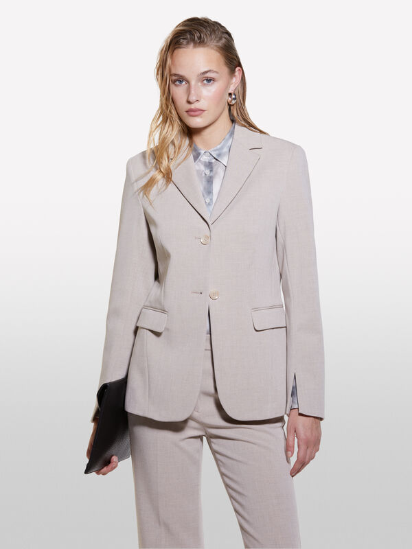 Beige slim fit blazer - women's blazers | Sisley