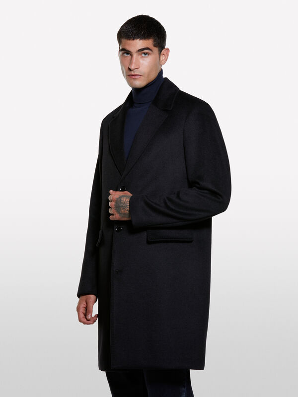 Black single-breasted coat - men's coats | Sisley