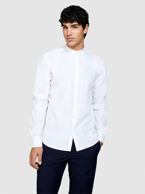 Mandarin collar shirt, Pink - Sisley