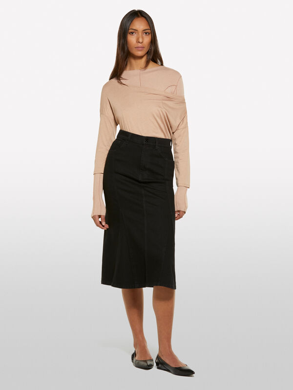 Black flared jean skirt - women's midi skirts | Sisley