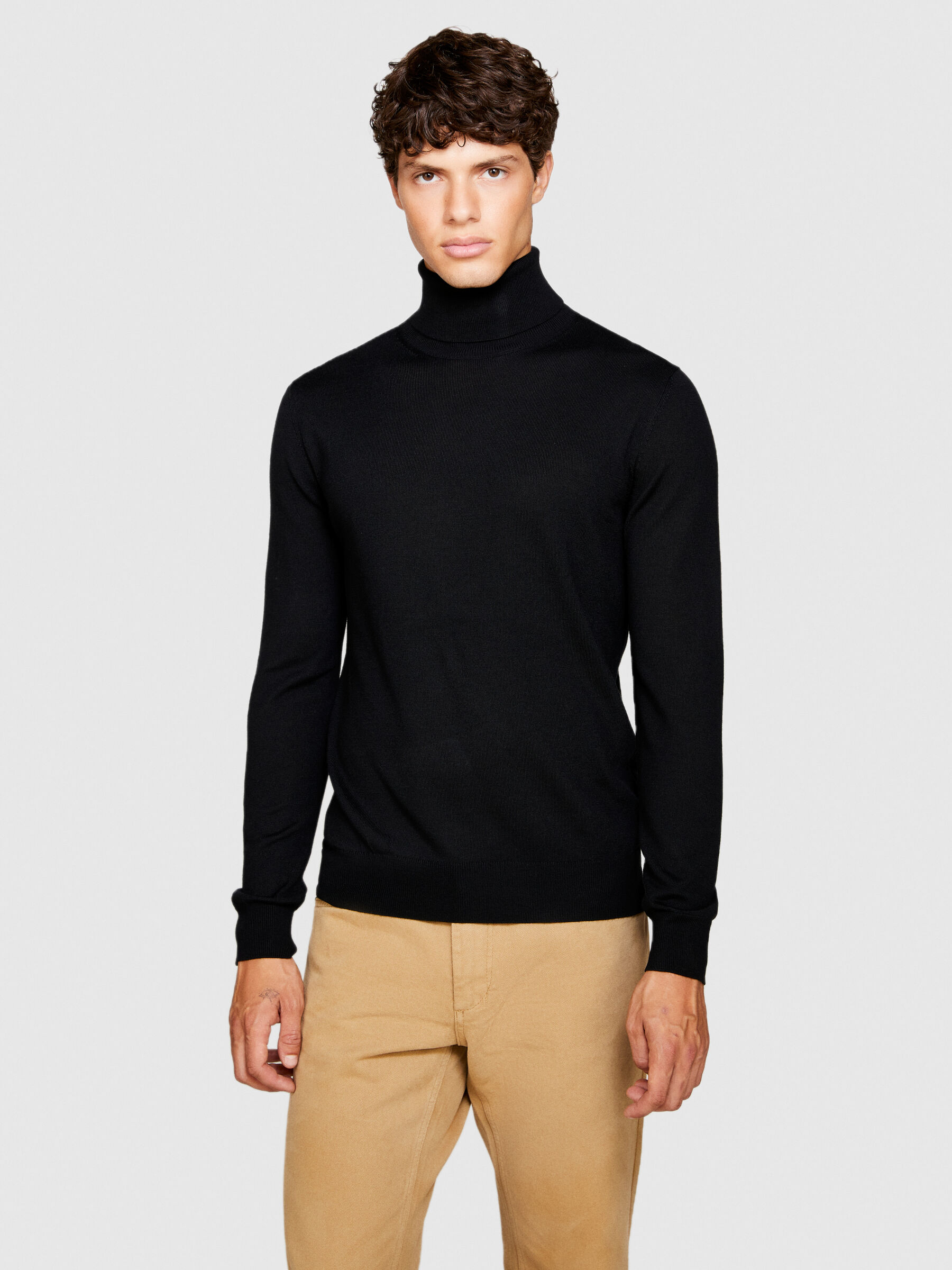 Slim fit high neck sweater Black Sisley