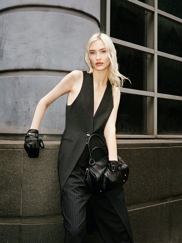 Long pinstriped vest - women's vests and sleeveless jackets | Sisley