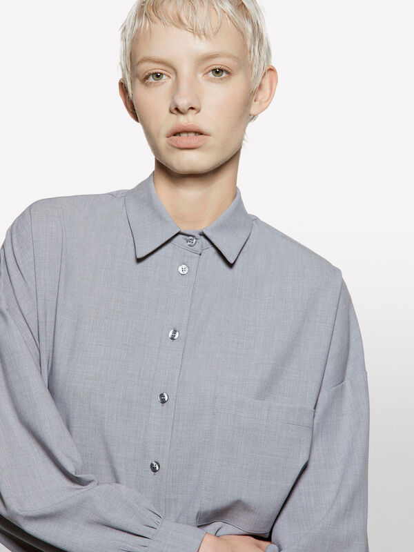 Light gray oversized fit shirt - women's shirts | Sisley